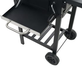 vidaXL Charcoal-Fueled BBQ Grill with Bottom Shelf Black