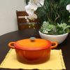 7-Quart Enameled Orange Sunburst Cast Iron Dutch Oven with Lid