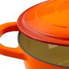 7-Quart Enameled Orange Sunburst Cast Iron Dutch Oven with Lid