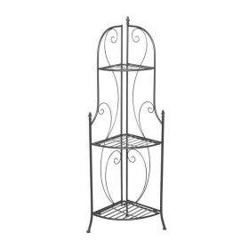 Indoor/Outdoor 3-Shelf Black Metal Corner Bakers Rack Plant Stand