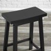 Set of 2 Farmhouse Counter Height Saddle Barstool in Charcoal Black Wood Finish