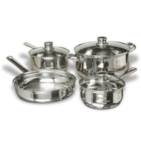 7-Piece Stainless Steel Cookware Set with Tempered Glass Lids