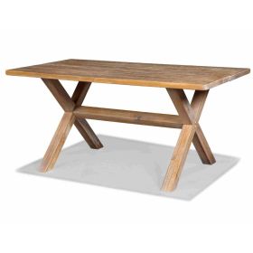 Modern Farmhouse Solid Pine Wood Dining Table in Distressed Driftwood Finish