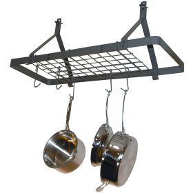 Ceiling Mount Rectangle Pot Rack in Hammered Steel