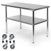 Stainless Steel 48 x 24-inch Kitchen Prep Table with Casters