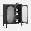 2-Door Buffet Sideboard Accent Table Liquor Cabinet in Black Wood Finish