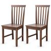 Set of 2 Solid Wood Armless Mission Style Dining Chairs in Walnut Brown Finish