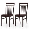 Set of 2- Modern Farmhouse Dark Wood High Back Dining Chair 280 lbs. Max Weight