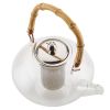 1 Quart Glass Teapot Kettle with Stainless Steel Tea Infuser and Bamboo Handle