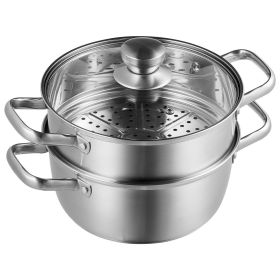 VEVOR Steamer Pot, 9.5in/24cm Steamer Pot for Cooking with 5QT Stock Pot and Vegetable Steamer