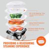 VEVOR Electric Food Steamer, 9.5Qt/9L Electric Vegetable Steamer with 3-Tier Stackable Trays