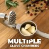 High quality garlic press with soft easy squeeze ergonomic handle, sturdy design extracts more cloves per clove, garlic crusher for nuts and seeds