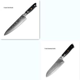 Japanese Damascus steel knife kitchen knife fruit knife (Option: 2 pieces set)