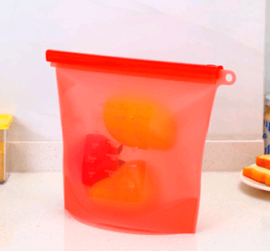 Silicone fresh-keeping bag vacuum sealed bag food  storage bag refrigerator food fruit storage bag (Option: Red-1500ml)