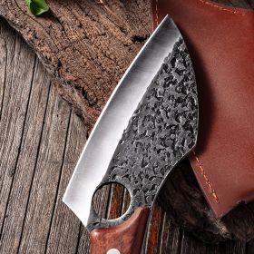 Segmented Forged Leather Sheath Sharp Non-grinding Picnic Utility Knife (Option: Ring vegetables cut-Without sheath)