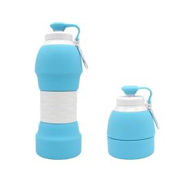 Silicone folding water bottle (Color: Blue)