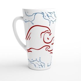 Ocean Wave Latte Mug Design By HadiArts (Color: Red in Art)