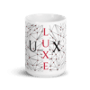 White Glossy Coffee Mugs Luxe with Geometric Design By HadiArts