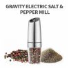 Gravity Induction Electric Pepper Grinder Automatic Sea Salt Pepper Grinder Stainless Steel Mill With Adjustable Thickness