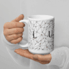 White Glossy Coffee Mugs Luxe with Geometric Design By HadiArts