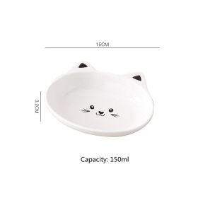 Ceramic Small Cat Face Shape Pet Food Bowl Cat Bowl Dog Bowl Universal And Easy To Clean (Option: Black bowl)